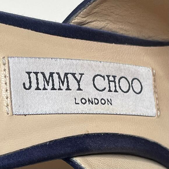 Jimmy Choo Blue Satin Jeweled Myla Mules Size 37 7 - Picture 6 of 8